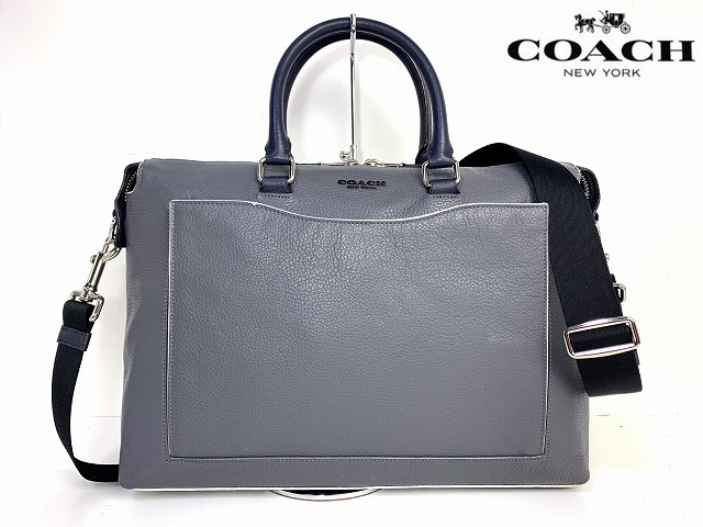 極美品★送料無料★ コーチ メンズ COACH ベケット ペブルド レザー 2Way ビジネスバッグ ブリーフ ショルダー 89953