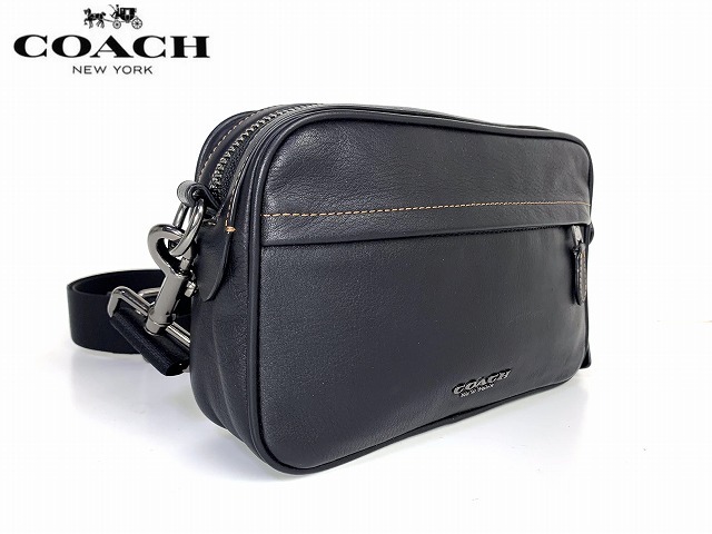 極美品★送料無料★ コーチ メンズ COACH グラハム レザー クロスボディー ショルダーバッグ ブラック