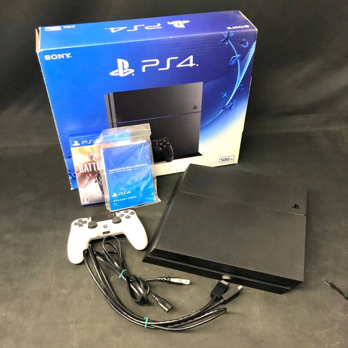 BCm107I 100 読込◯ 箱付き SONY PS4 PlayStation4 CUH-1200A 500GB 本体 ジェットブラック コントローラー 説明書 バトルフィールド1