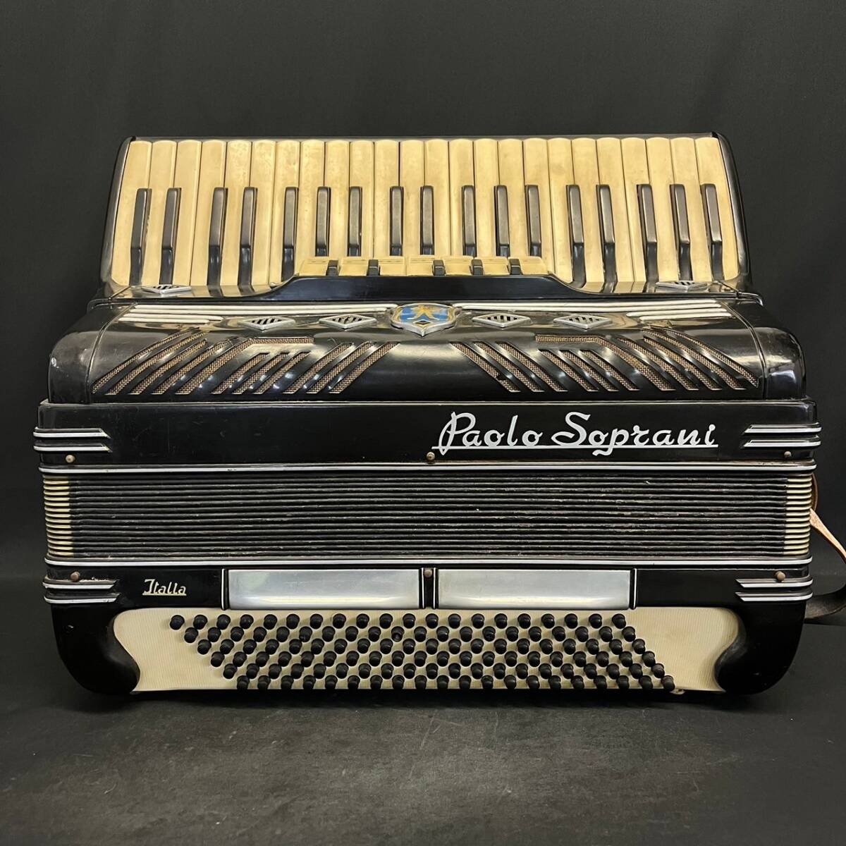 BCd087I 120 Paolo Soprani パオロ ソプラーニ アコーディオン 24鍵盤 17ベース イタリア Italia 昭和レトロ アンティーク 鍵盤楽器 音楽の画像2
