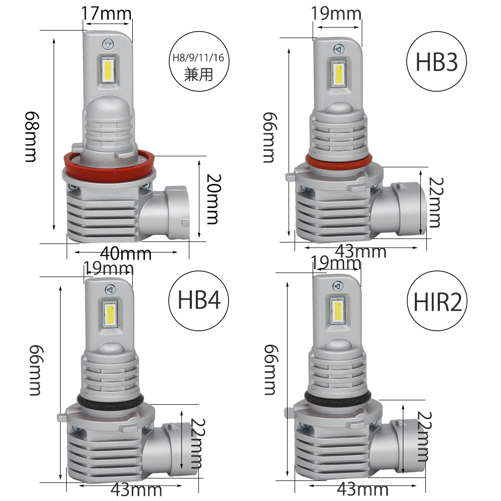 LEDヘッドライト HB3 DC12V 14600ルーメン 6000K ホワイト ファンレス 車検対応 2本組 1年保証_画像8