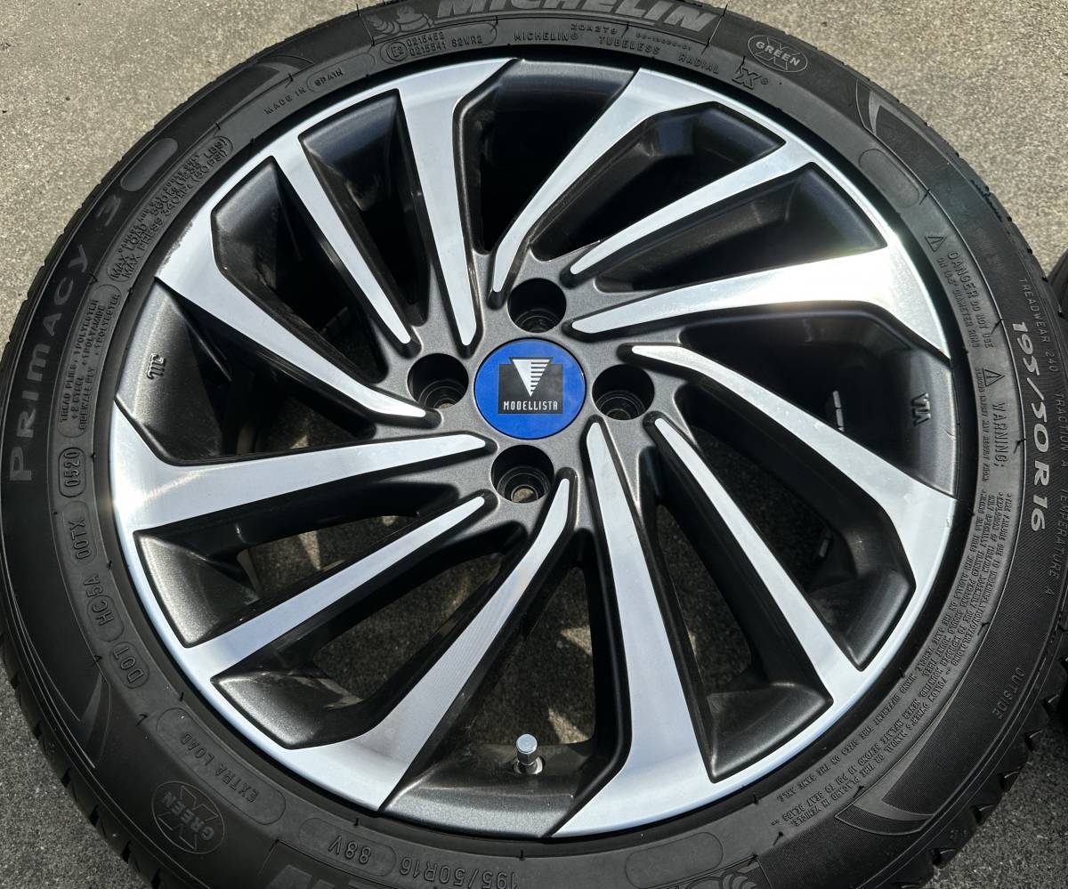 【美品！ アクア ヴィッツ 純正OP モデリスタ スピンエア5 SpinAirV 195/50R16 ミシュラン プライマシー3 16×6J +40 4穴 PCD100 4本セット_画像5