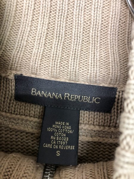 BANANA REPUBLIC バナナリパブリック メンズ ハーフジップ コットンニットセーター S ベージュ 綿_画像2