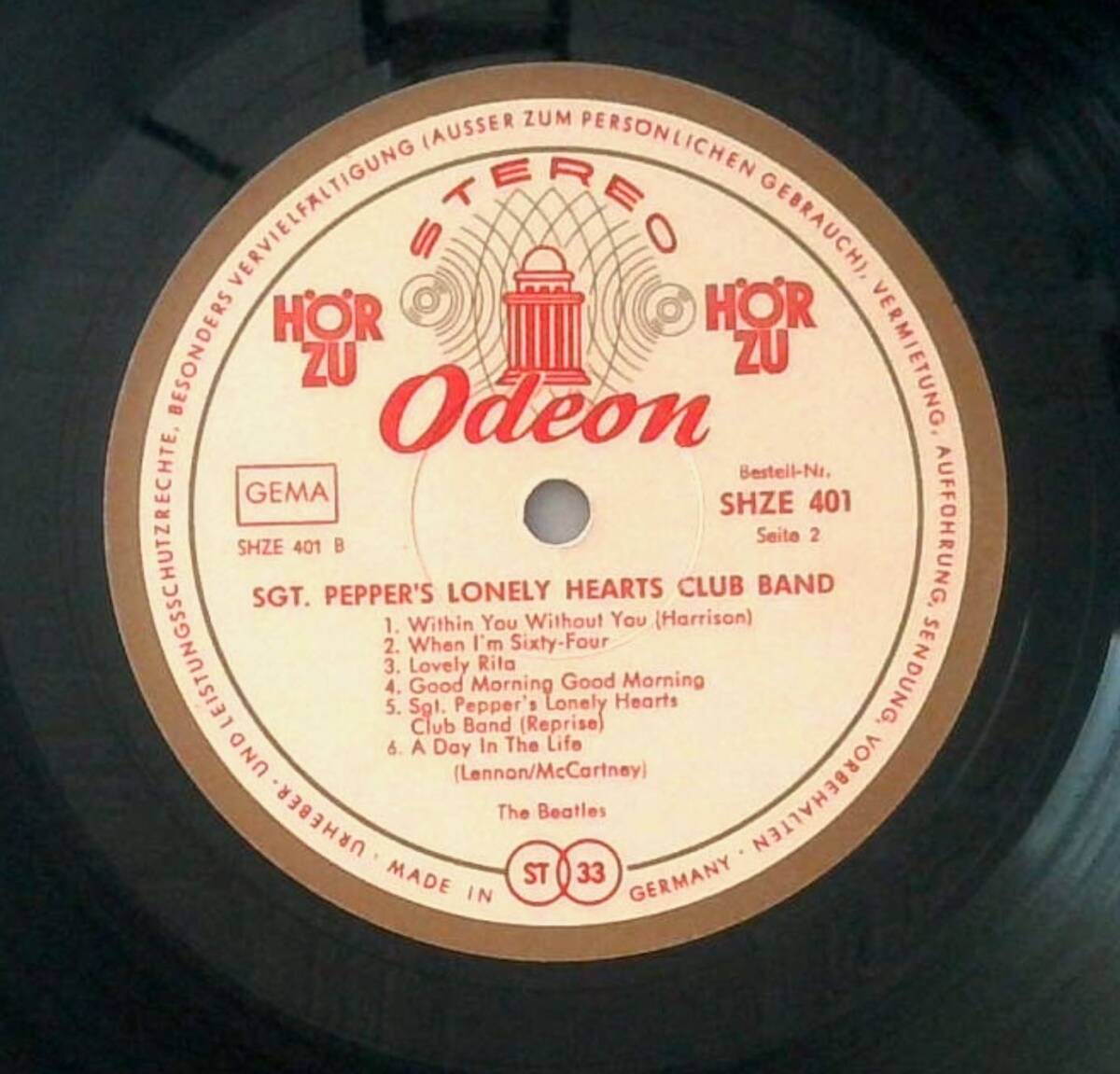 The Beatles SGT. Peppers Loleny Herats Club Band ドイツオリジナル盤 Odeon Horzu SHZE 401 LP レコード_画像6