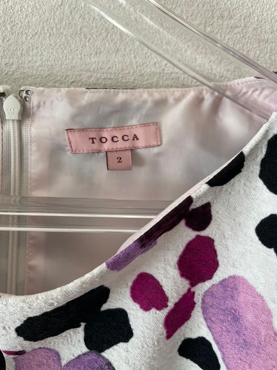 TOCCA 洗える POOL ドレス 2 M 9号 ピンク 半袖ワンピース 膝丈 定価39600円 トッカ ウォッシャブル