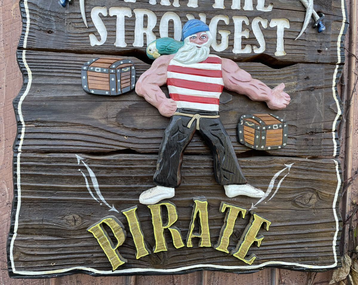 ◆1980年代のビンテージ木製看板・海賊、パイレーツ■マリン雑貨・木彫り船長、キャプテン・バー・ウィスキー、看板、_画像6