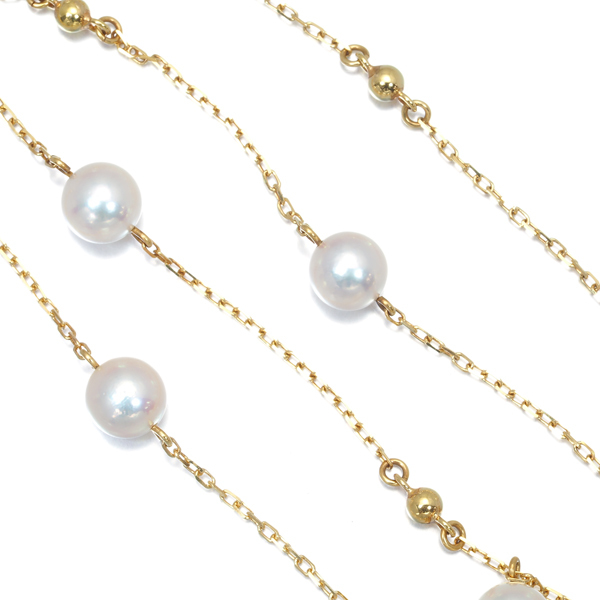  Mikimoto necklace pearl pearl 6.3mm station long K18YG BLJ large price decline goods 