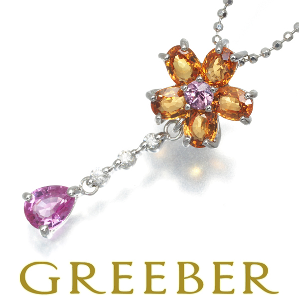 大特価市 サファイア GENJ K18WG ネックレス フラワー ダイヤ 1.83ct サファイア