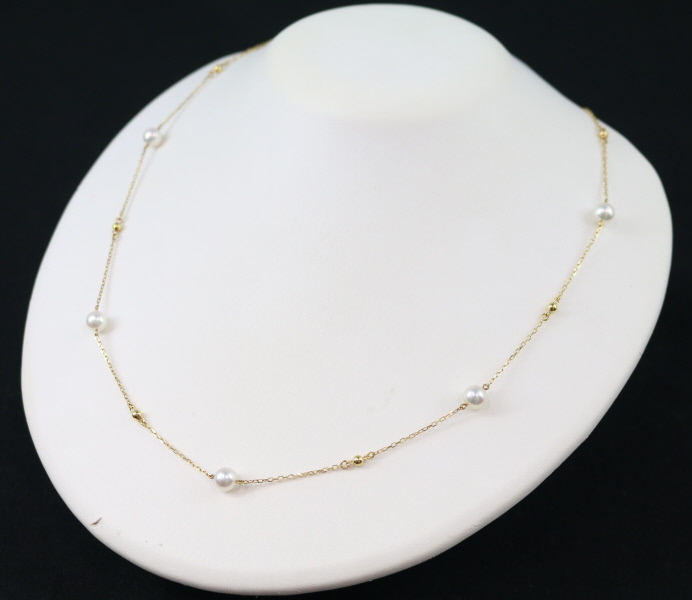  Mikimoto necklace pearl pearl 6.3mm station long K18YG BLJ large price decline goods 