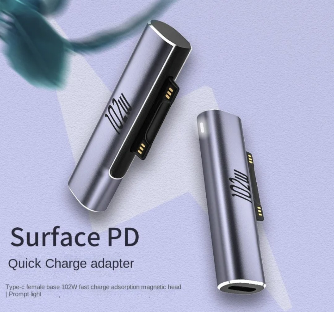 マイクロソフト サーフェス 高速充電 急速 USB-C 入力 Surface PD 充電24W~102W対応 変換アダプター 15V 3A Microsoft pro 全種_画像1