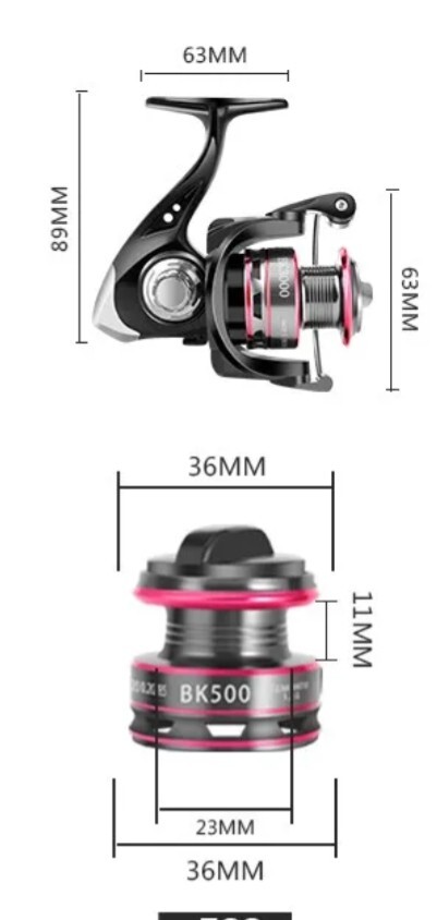 新商品☆高品質♪頑丈ボディ、メタルスプール コンパクト スピニングリール 500番 軽量 スピニング メタルメインギア ルアー トラウト _画像7