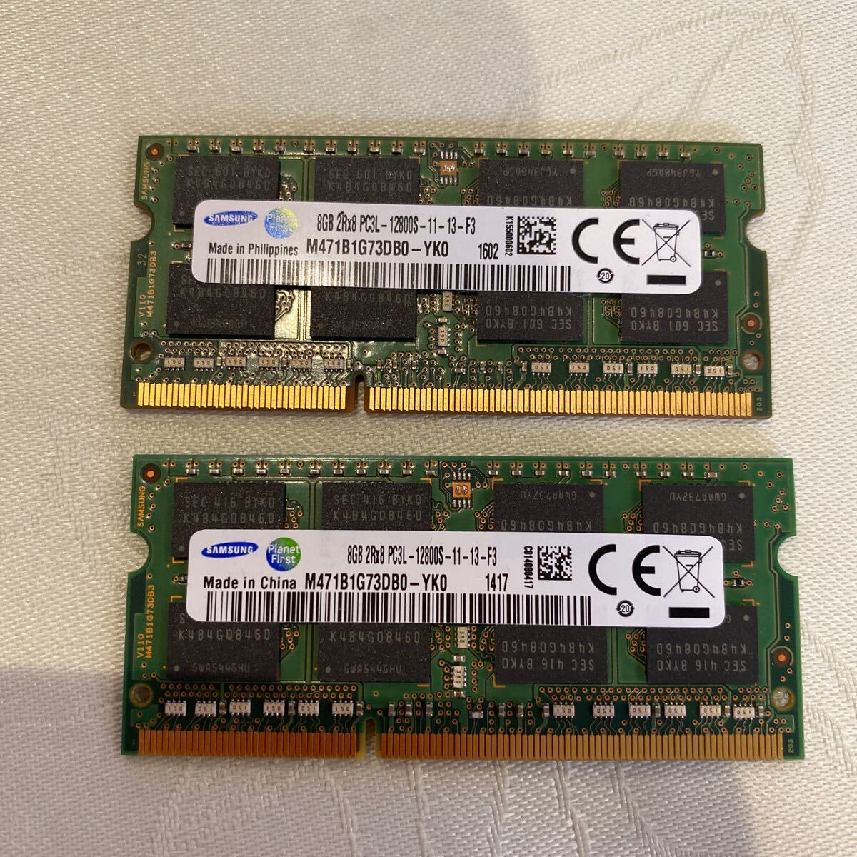SAMSUNG DDR3L 1600 2Rx8 PC3L 12800S 8GBX2枚セット(16GB)⑧_画像1