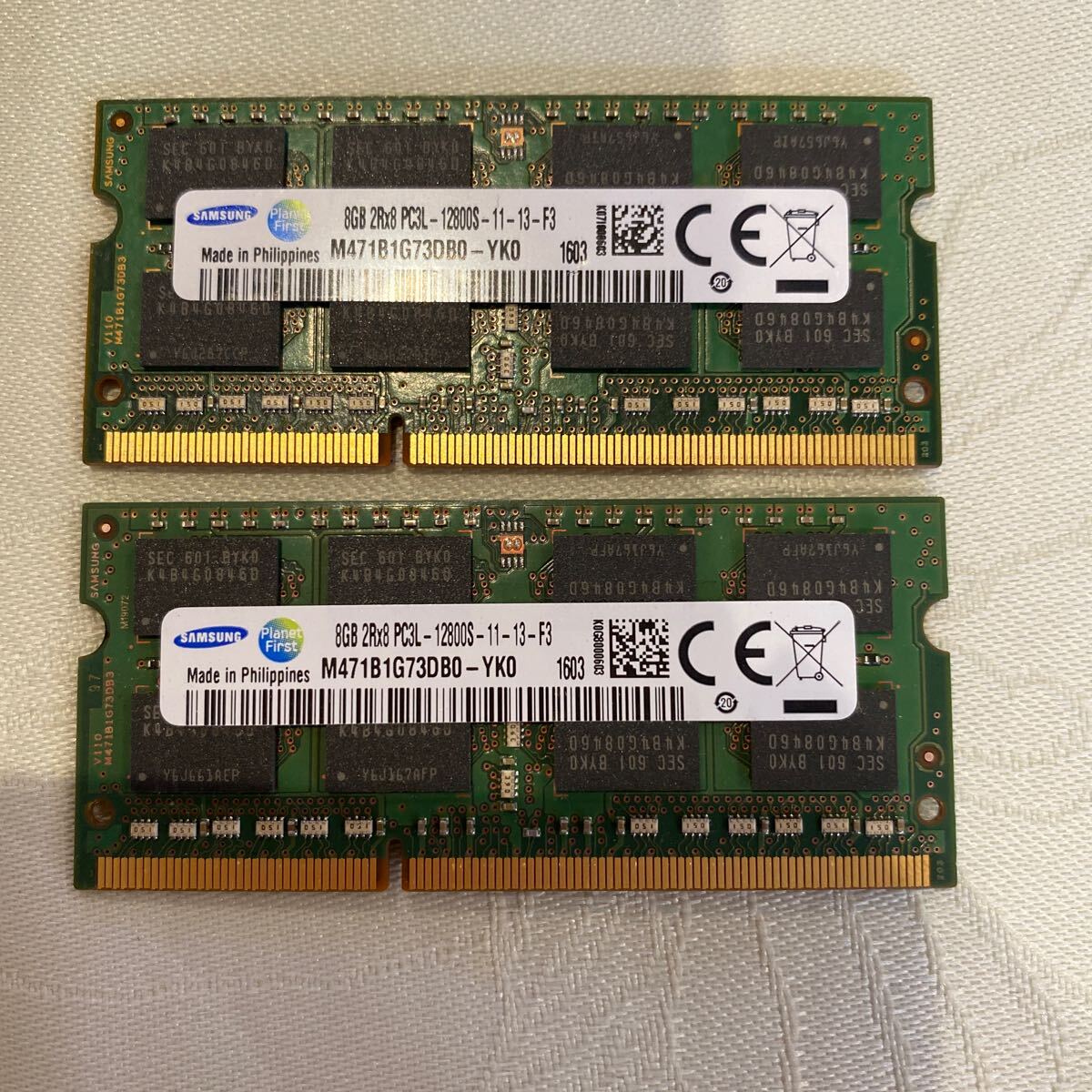 SAMSUNG DDR3L 1600 2Rx8 PC3L 12800S 8GBX2枚セット(16GB)⑤_画像1