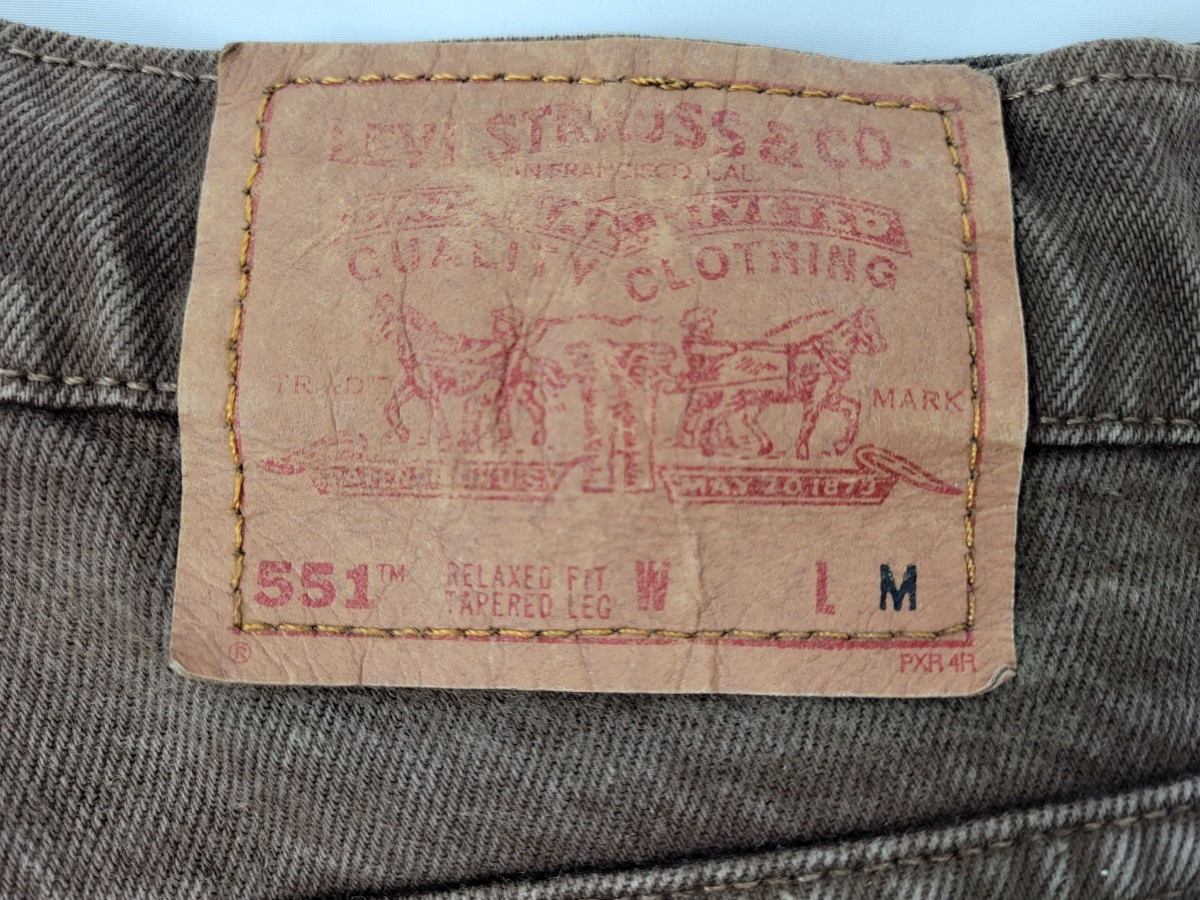 96年 USA製 levi's 551 w35 程度 ブラウン 茶色 90年代 90s アメリカ製 アメリカ古着 ビンテージジーンズ / 550_画像4