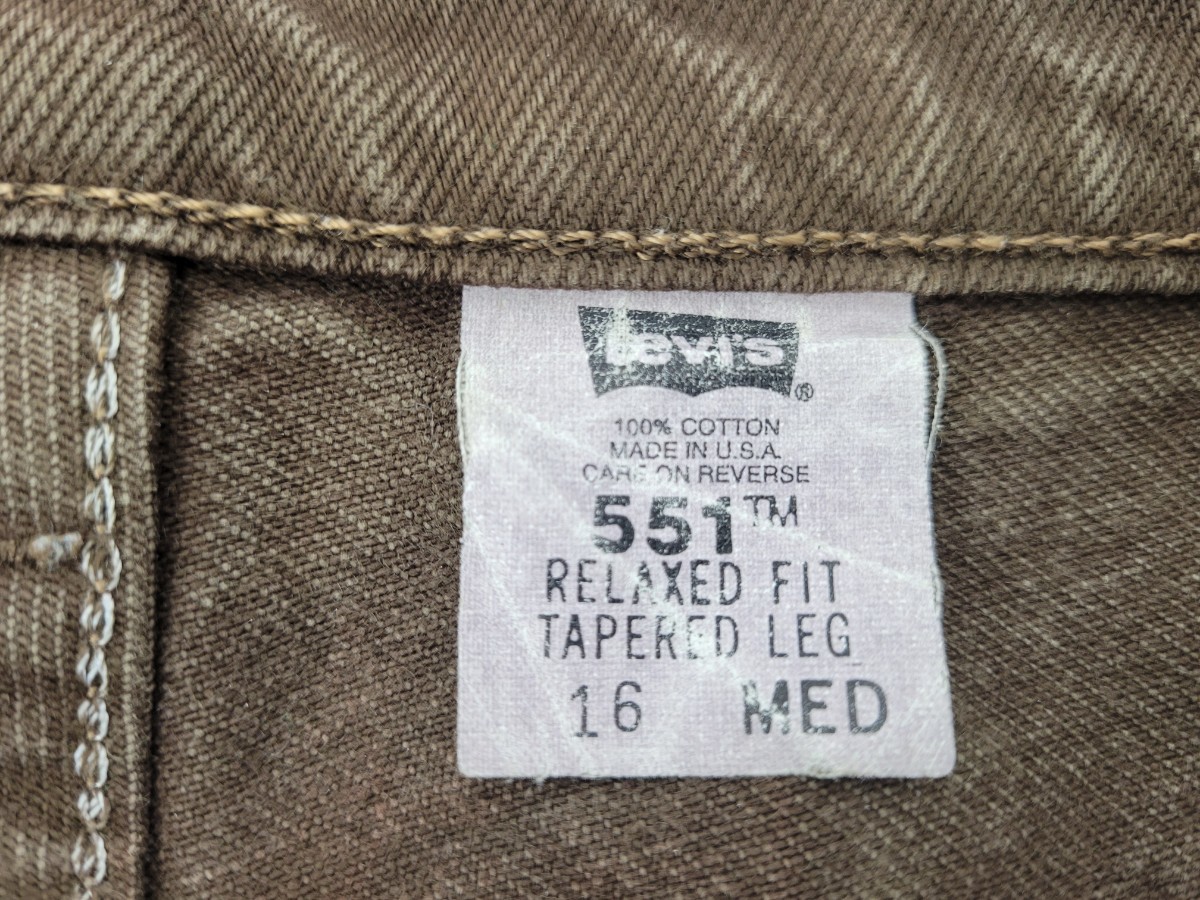 96年 USA製 levi's 551 w35 程度 ブラウン 茶色 90年代 90s アメリカ製 アメリカ古着 ビンテージジーンズ / 550_画像8