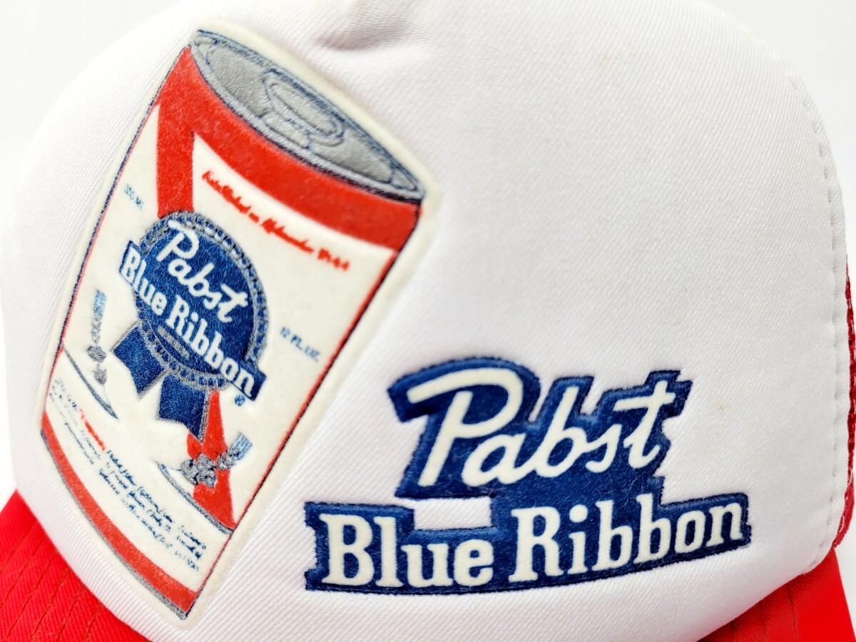 美品 ～90s pabst blueribbon メッシュキャップ 赤 白 パブスト ブルーリボン ビール beer 80年代 90年代 ビンテージ 帽子_画像6