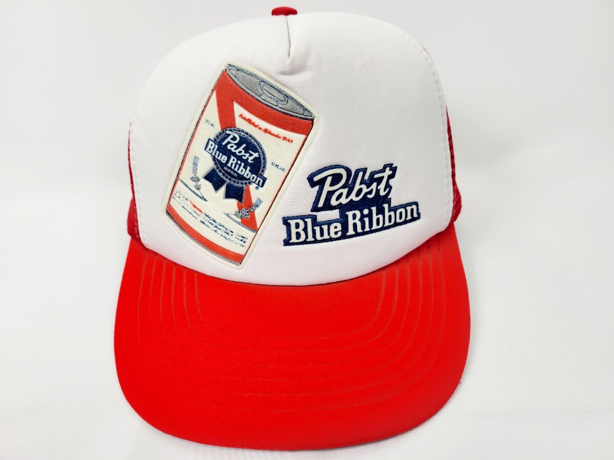 美品 ～90s pabst blueribbon メッシュキャップ 赤 白 パブスト ブルーリボン ビール beer 80年代 90年代 ビンテージ 帽子_画像2