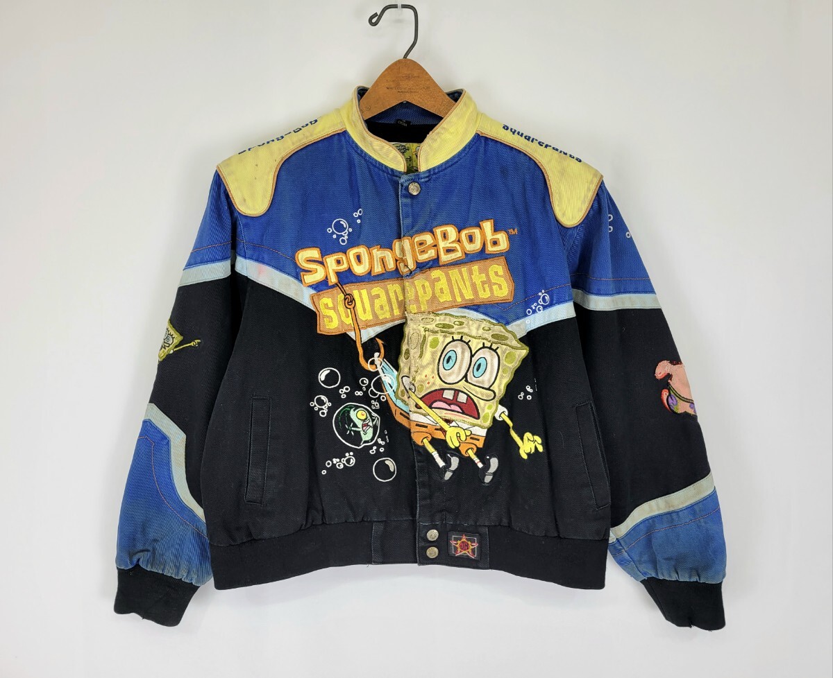 希少 ～00s JH DESIGN SPONGEBOB レーシングジャケット ジュニア XXL 13-14 ジェフハミルトン スポンジボブ Y2K アウター ブルゾン_画像1