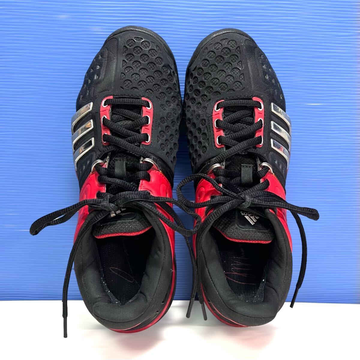 【BO-557】★adidas★アディダス バリケード6 テニスシューズ 25.0cm 黒×赤×メタリックシルバー_画像2