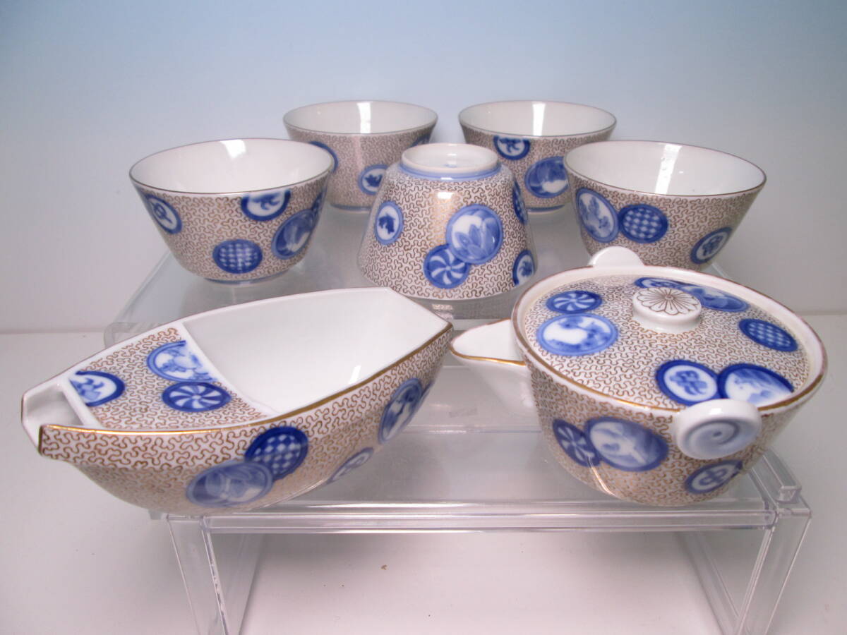 ☆煎茶道具 深川製磁 染錦 細密唐草丸紋 煎茶揃い 煎茶碗 ☆煎茶道具 深川製磁 染錦 細密唐草丸紋 煎茶揃い 煎茶碗