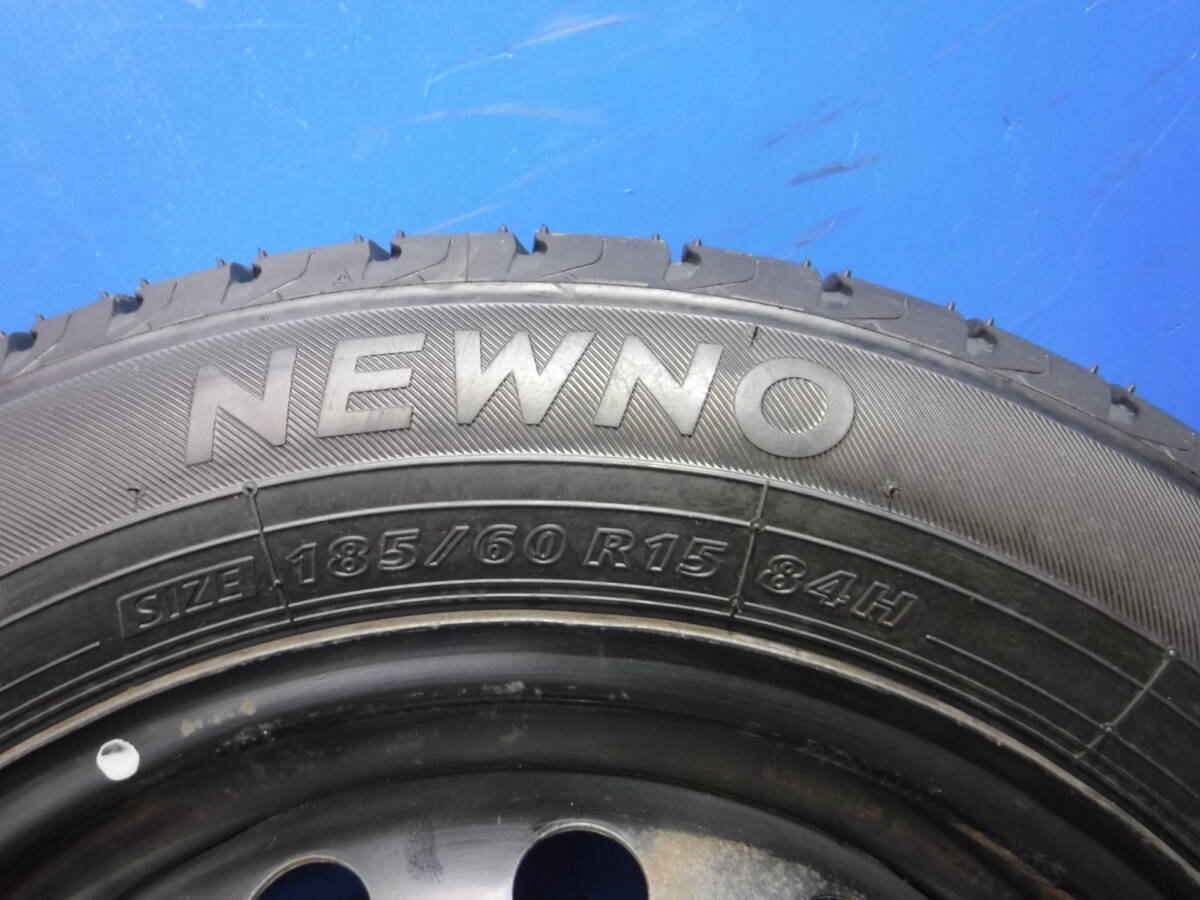 ③ スチール タイヤ付 15インチ 1本 5.5J 4穴 100 オフセット不明 2024 185/60R15 BRIDGESTONE NEWNO ※個人宅直接配達1,500円UP※の画像8