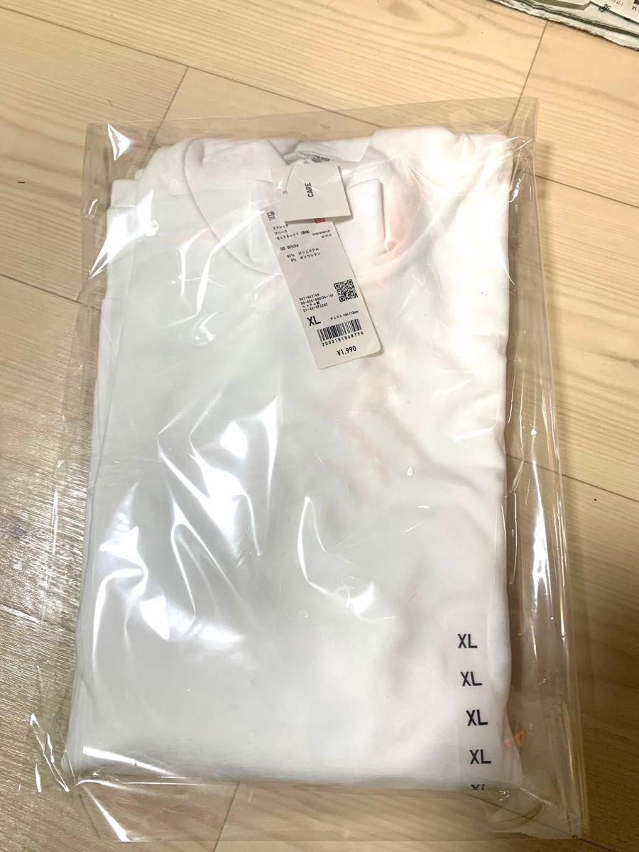 ユニクロ　UNIQLO ストレッチフリースモックネックT(長袖) XL WHITE 新品未使用　完売品