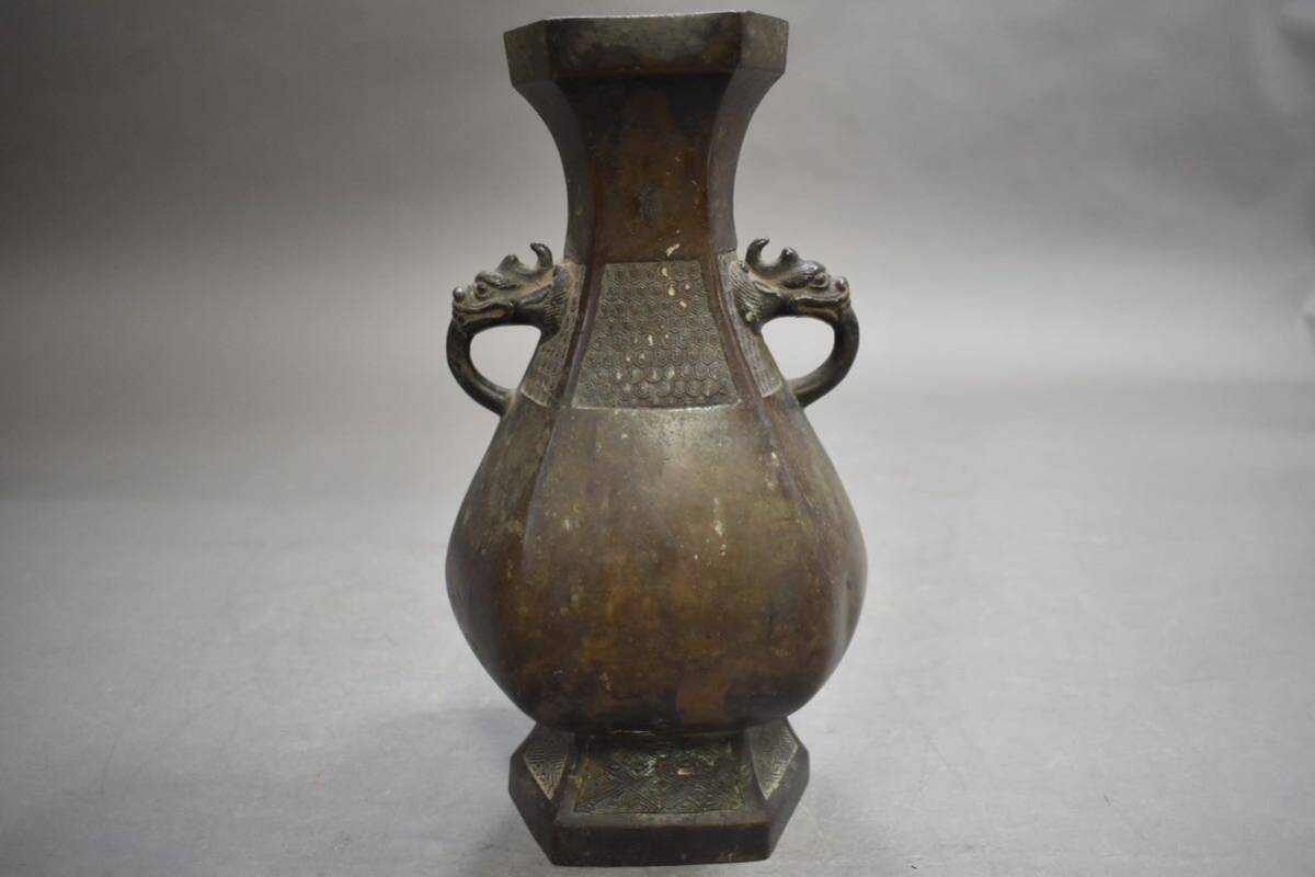 【英】A754 時代 古銅花入 H26.3㎝ 中国美術 朝鮮 花瓶 花器 銅製 銅器 骨董品 美術品 古美術 時代品 古玩_画像10