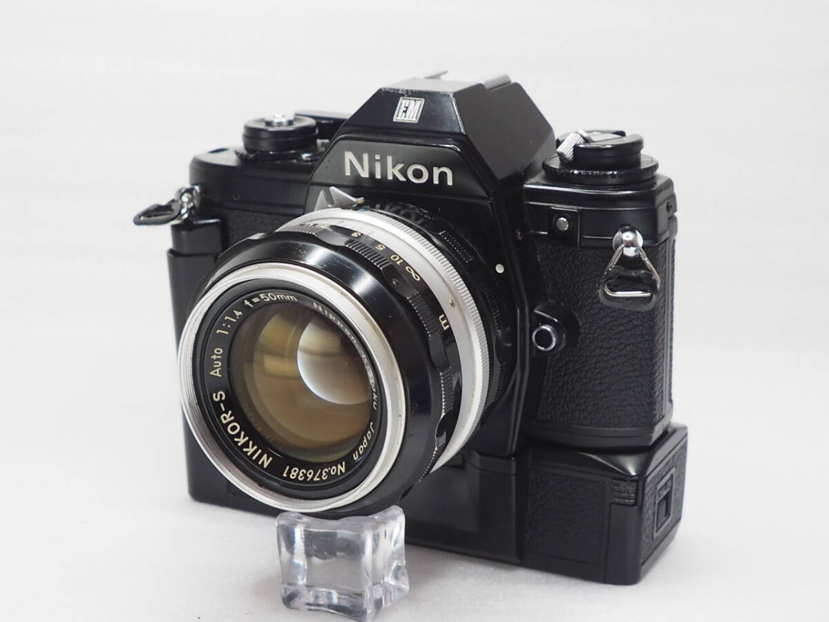 ★実用美品★ NIKON ニコン EM + NIKKOR-S Auto 50mm F1.4 + MD-E　★動作OK★＠3267