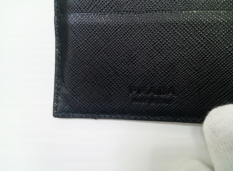 下松) PRADA プラダ 二つ折り財布 2つ折り財布 メンズ 2MO738 SAFFIANO METAL NERO ブラック ◆N2403017 MC07A_画像6