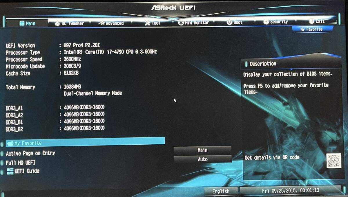 ASRock H97 Pro4 Intel Core i7 4790 メモリ16GBマザーボード CPU セット LGA1150_画像7