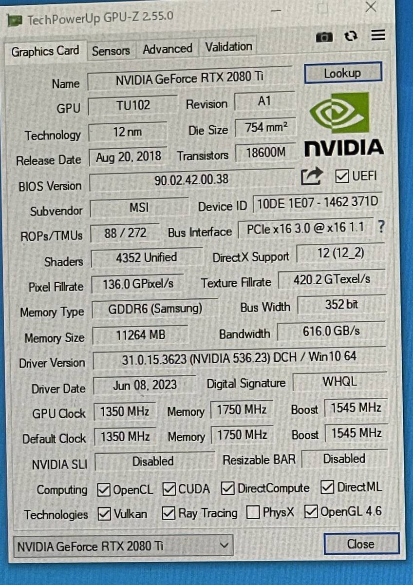 MSI GeForce RTX 2080Ti AERO 11Gの画像6