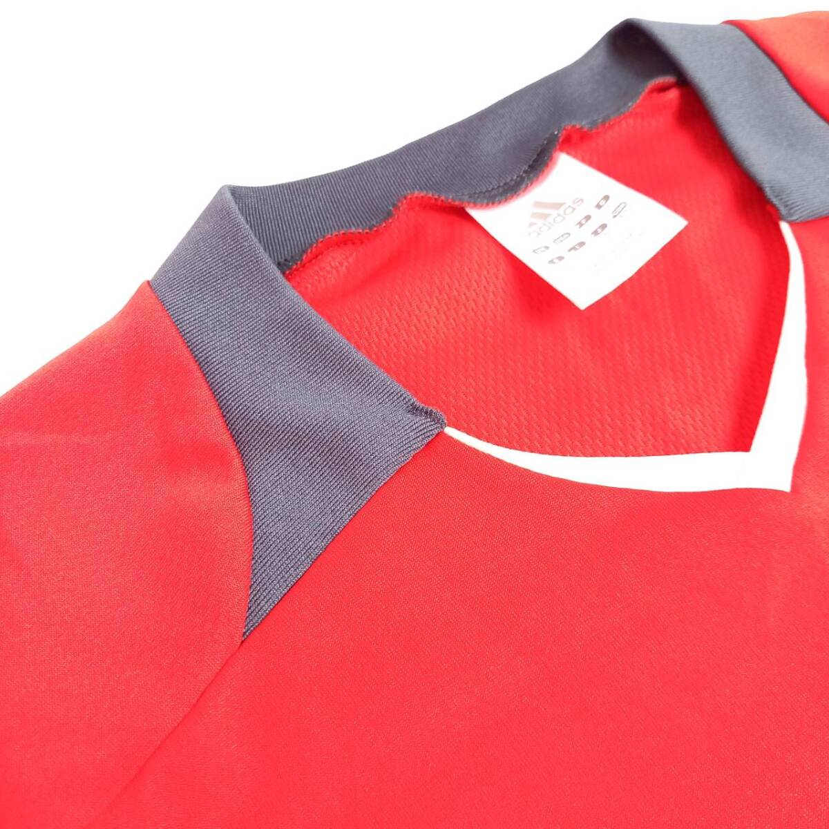 M adidas アディダス プラクティスシャツ レッド グレー 胸ロゴ 半袖 リユース ultralto ts1877_画像9