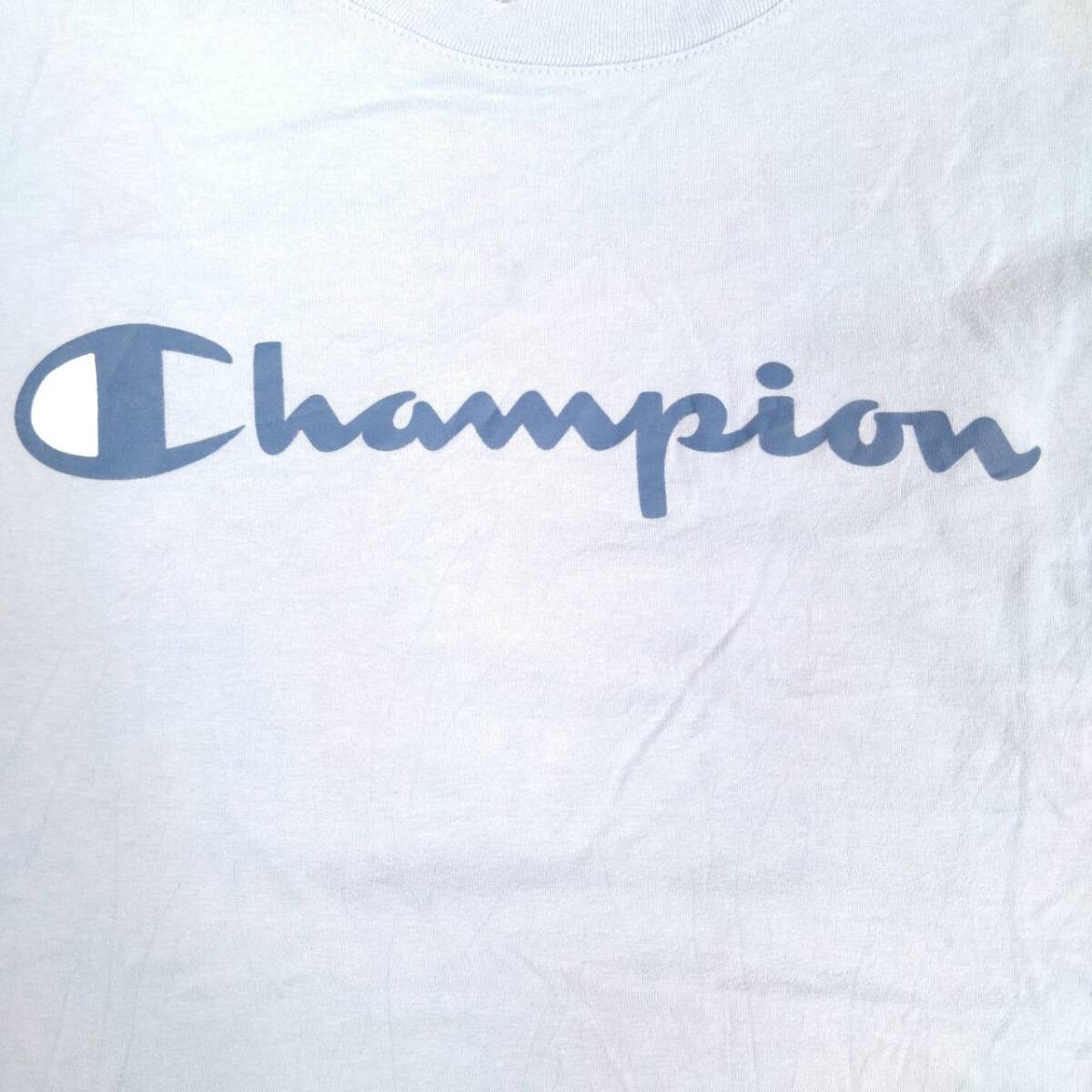 M Champion チャンピオンTシャツ ロゴ パステルブルー 丸首 半袖 リユース ultramto ts1932_画像5