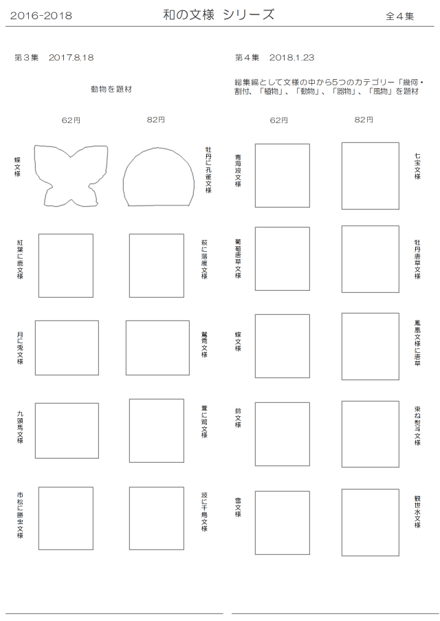 60 使用済切手整理用 リーフ（台紙） 「和の文様シリーズ」３Ｐ 全４集の画像5
