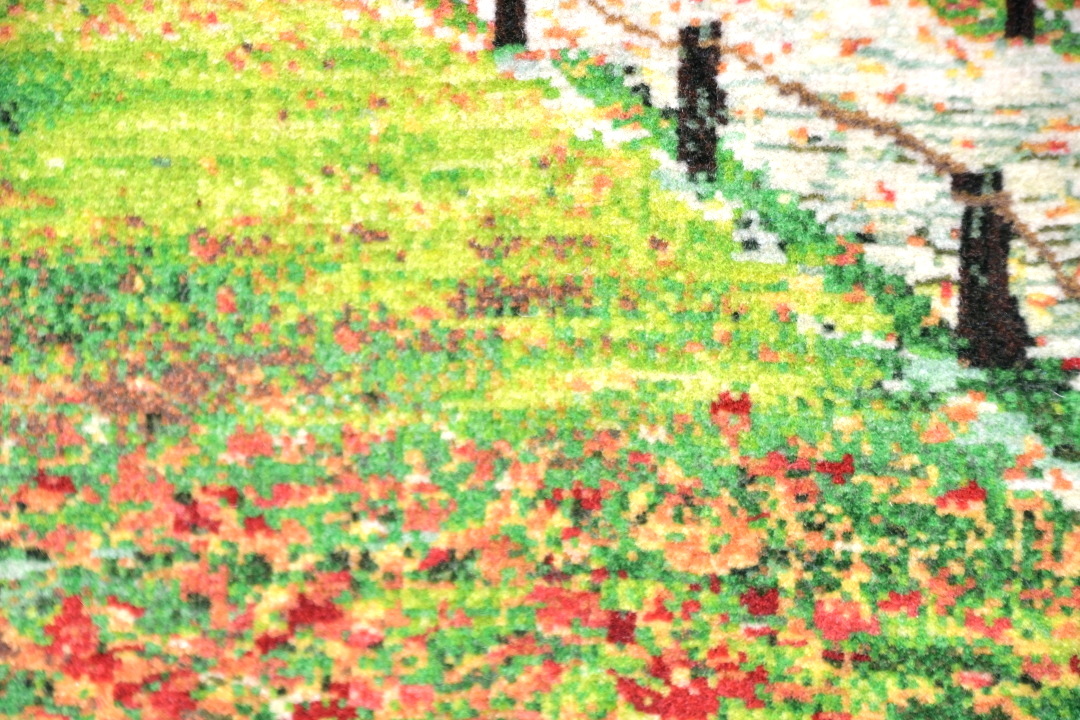 752 イラン 絨毯 絵画 苔寺 西芳寺●定価１００万円以上 額装 ペルシャ絨毯 手織り シルク アート 洋間 美術_画像5