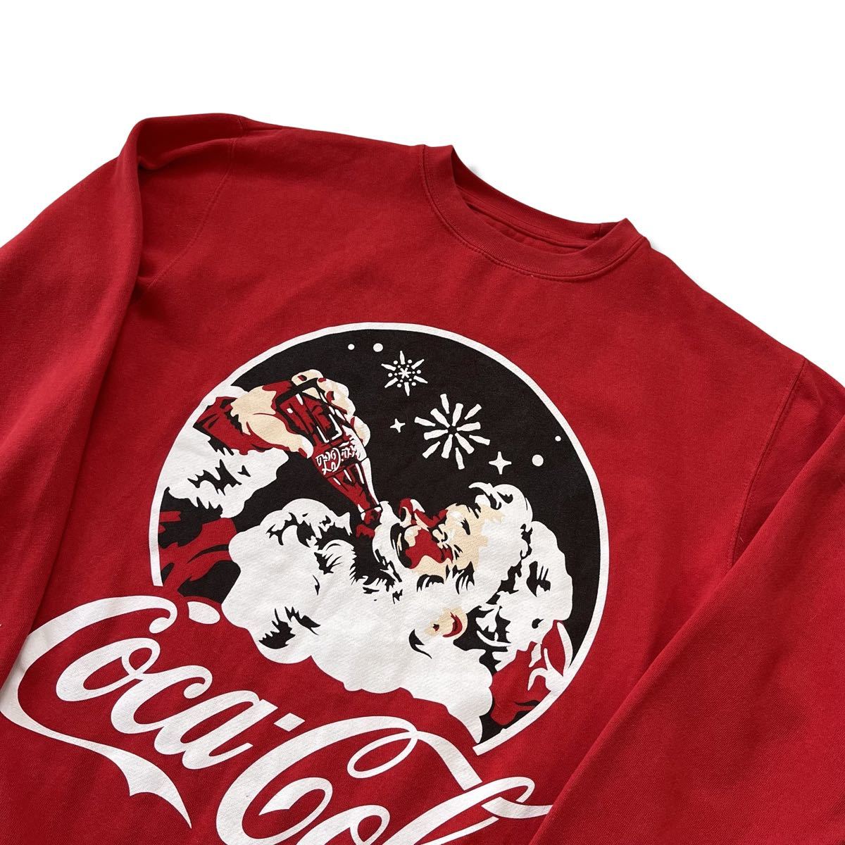 Coca Cola(コカ・コーラ) オフィシャル クリスマスプリント スウェットシャツ レッド S クルーネック プルオーバー トレーナー イギリス製