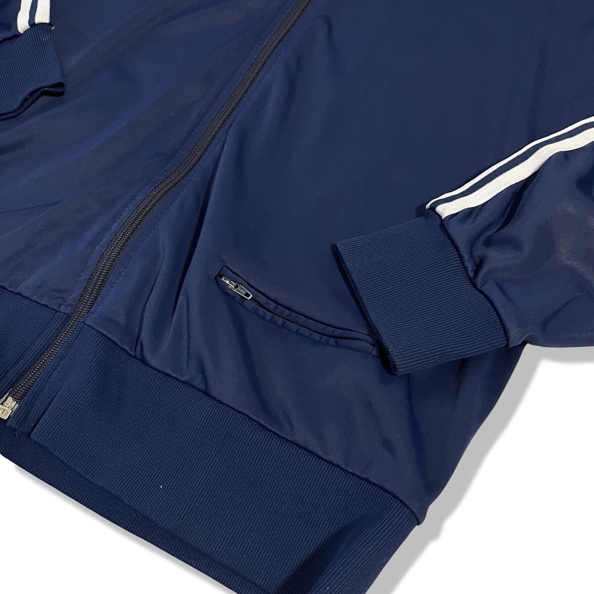 【ヴィンテージ】70s イングランド製 adidas(アディダス) 片ポケット トラックジャケット ネイビー M〜L トレフォイルロゴ ジャージ 激レア_画像5