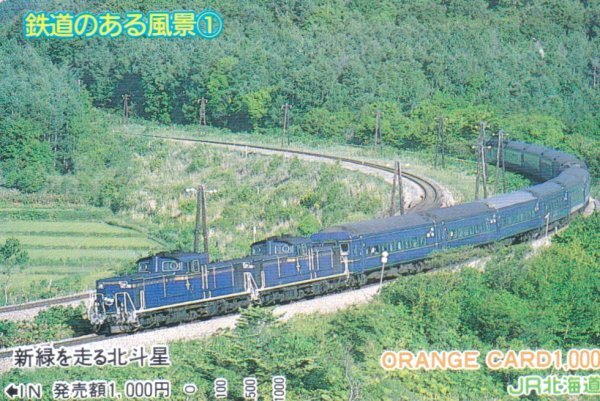 鉄道のある風景 新緑を走る北斗星 JR北海道オレンジカードの画像1