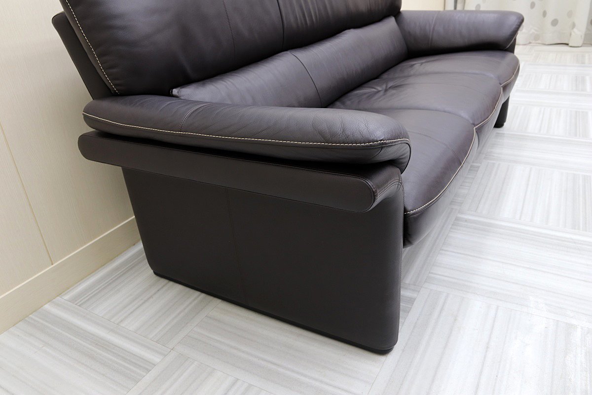 очень красивый товар! Karimoku Furniture karimoku натуральная кожа три местный .3P трехместный диван ZU34 серии темно-коричневый прием living 
