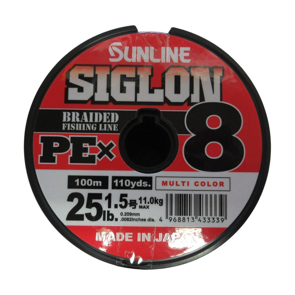 1.5号 100m 35LB サンライン PEライン シグロン x8 ブレイド 連結可 600ｍまで マルチカラー 5色分け 国産8本ヨリ 雷魚 @_画像1