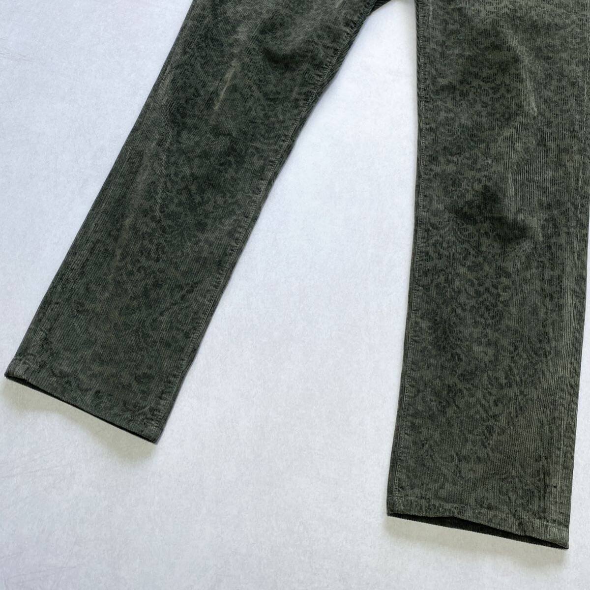 9754 美品!! INCOTEX SLACKS インコテックス 正規品 総柄 コーデュロイ トラウザー パンツ スラックス 美シルエット グリーン 緑 M相当!!の画像7