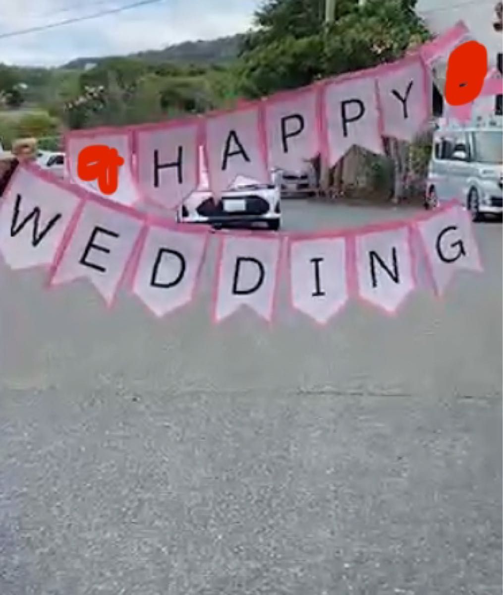結婚式　パーティ　撮影　オリジナル　ガーランド　紐付き　セット　ピンク　白　飾り　ウエディング　備品　前撮り