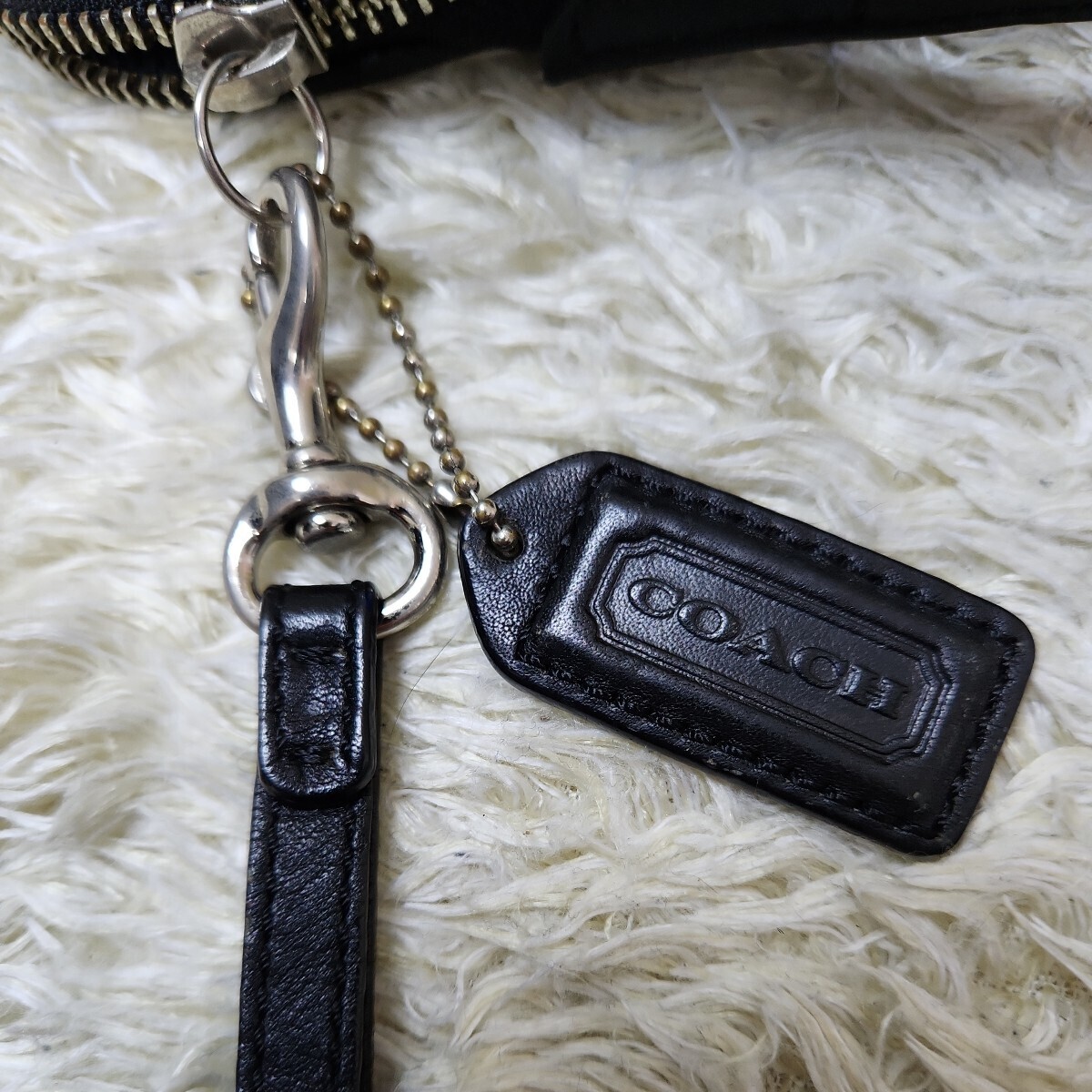 COACH コーチ セカンドバッグ クラッチバッグ レザー ブラック ポーチ ナイロン シグネチャー　黒　チャーム　f05094　本革_画像10