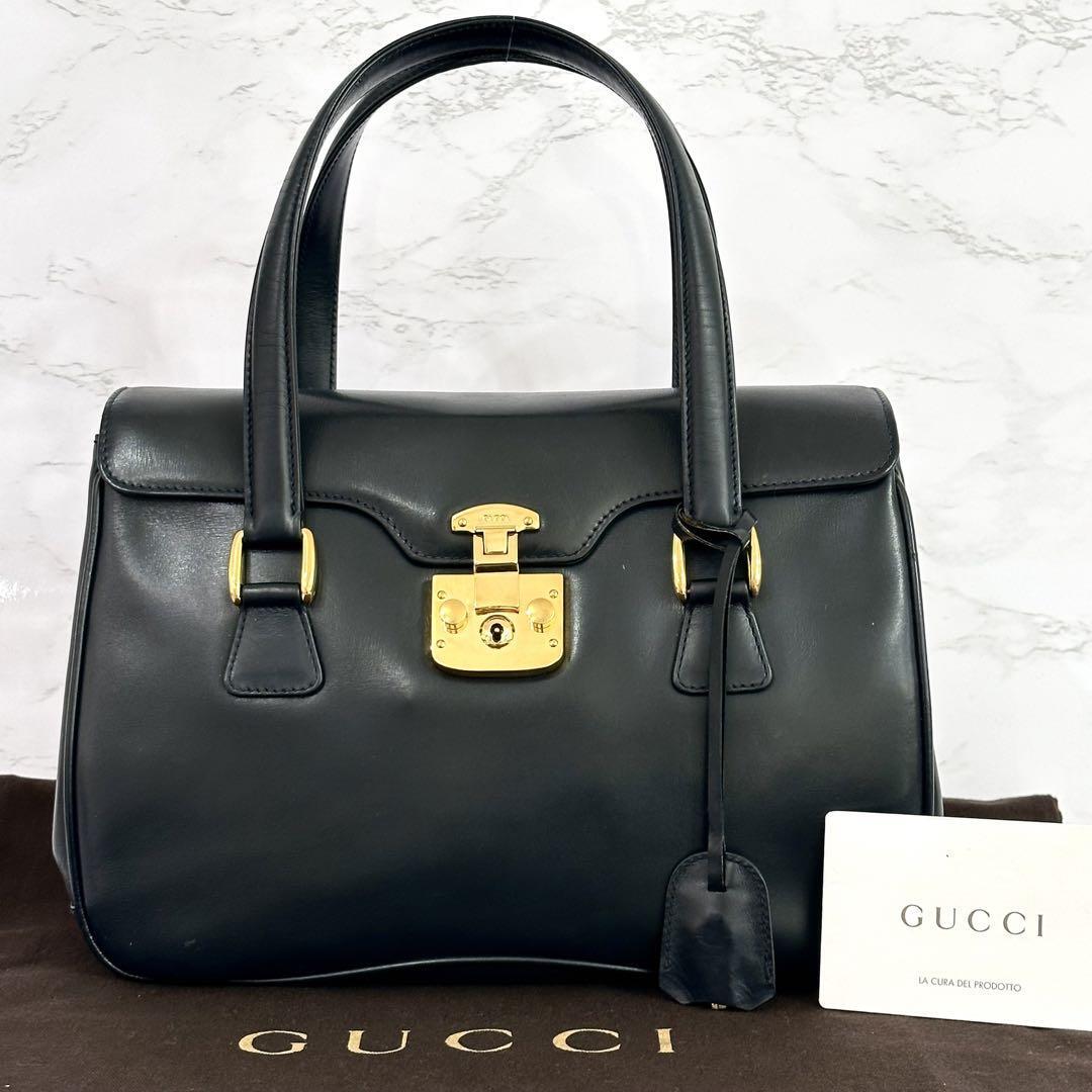 グッチ GUCCI ハンドバッグ レディロック カーフレザー ネイビー 鍵付き　2027239