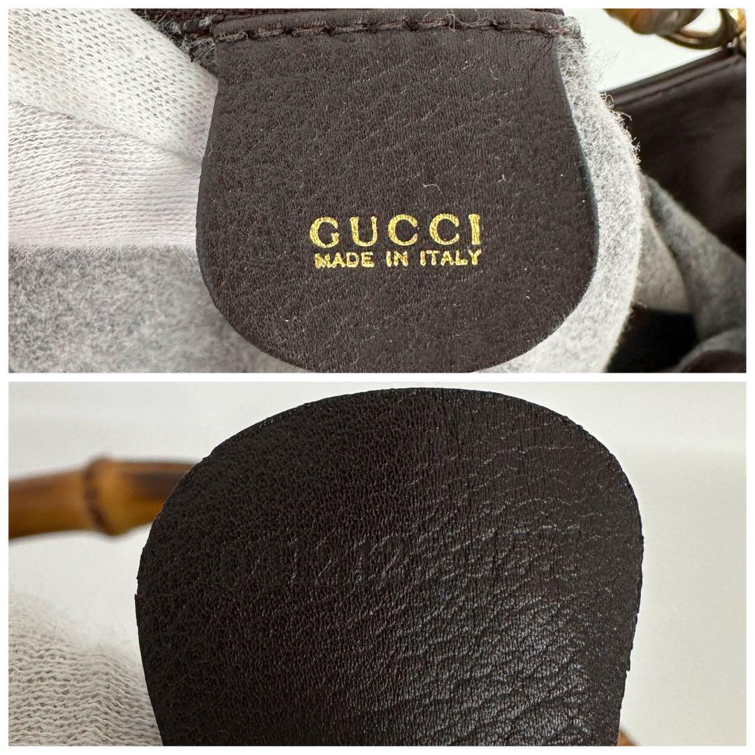 グッチ GUCCI バンブー 2way ハンド ショルダーバッグ レザー 茶色 自00103_画像8