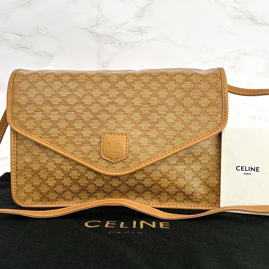 セリーヌ CELINE ショルダーバッグ マカダム トリオンフ ブラウン 自00187