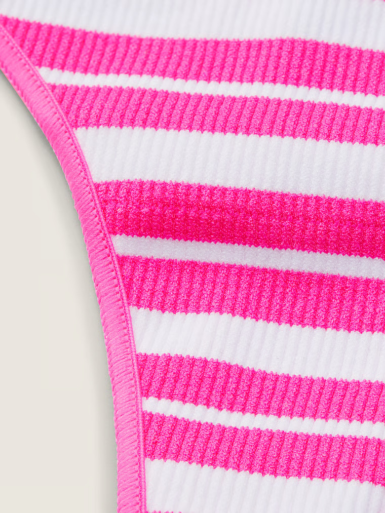Victoria's Secret ヴィクトリア シークレット PINK シームレス ソング Tバック ショーツ Atomic Pink Striped 未開封新品 送料無料_画像2