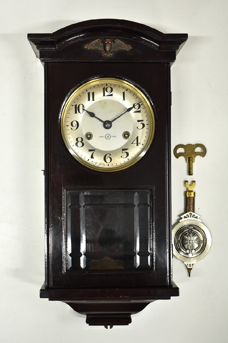 竜B554◆時代物 精工舎 SEIKOSHA 木製 ゼンマイ式 古時計 掛時計 柱時計 ボンボン時計 振り子時計 昭和レトロ アンティーク_画像1