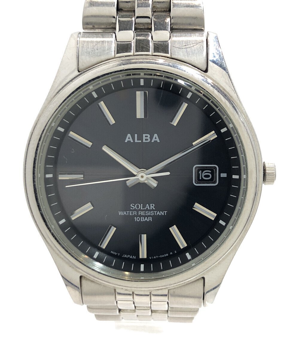 【1円スタート】 訳あり セイコー 腕時計  ALBA V147-0AJ0 ソーラー ブラック レディース SEIKOの画像1