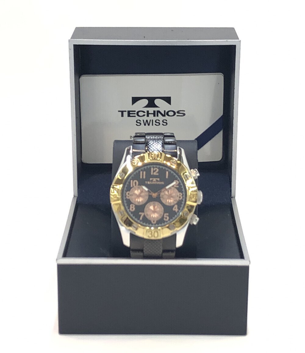 【1円スタート】 訳あり テクノス 腕時計 TAM528 クオーツ ブラック メンズ TECHNOSの画像8